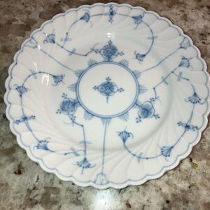 Vintage Porsgrund Bogstad Norway Stra Pattern Porcelain Blue salad plate